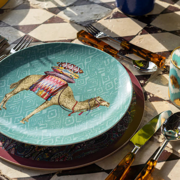 Les Ottomans x Matthew Williamson Porcelain Plate - Blue Camel