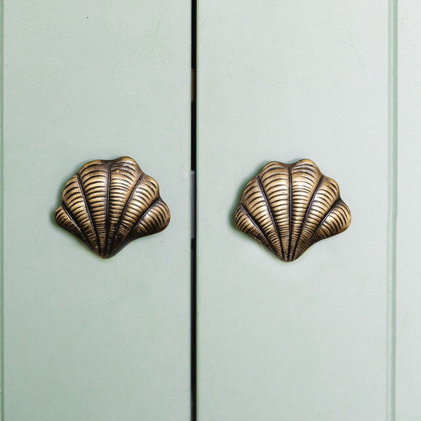 Curved Shell Knob, Lacquered Brass