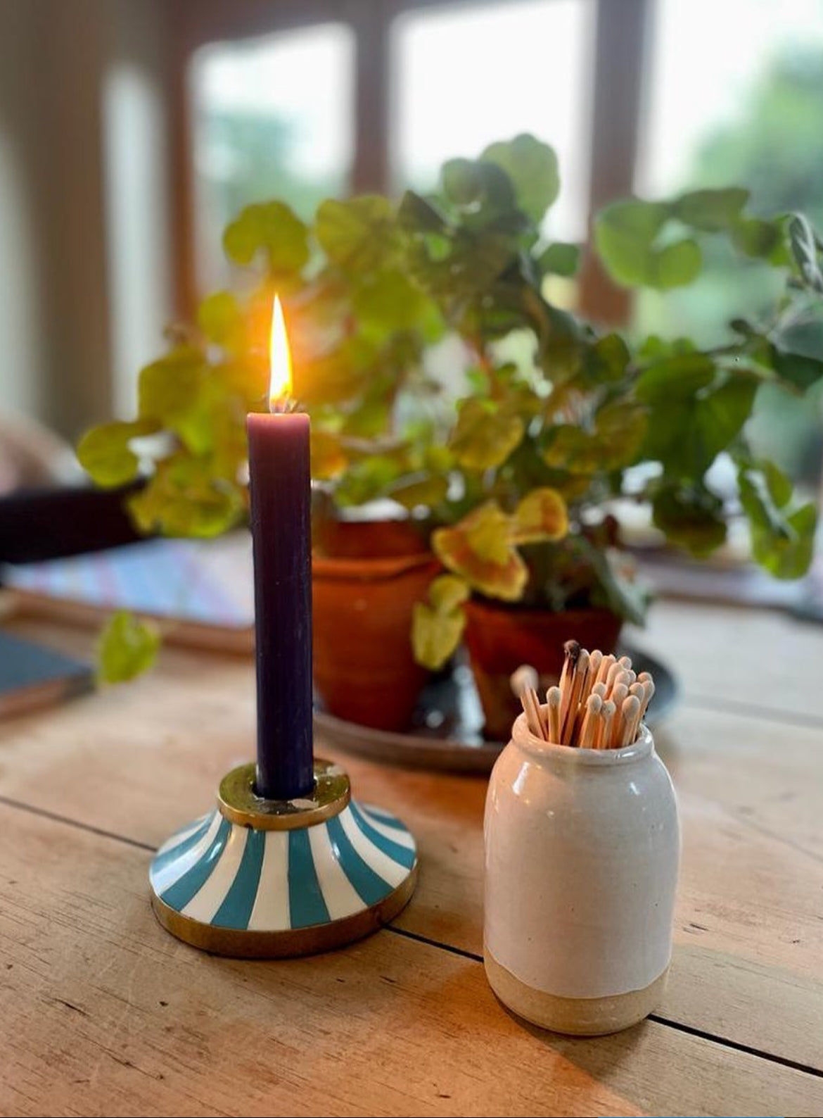 Circus Candleholder | Sky Blue | Striped