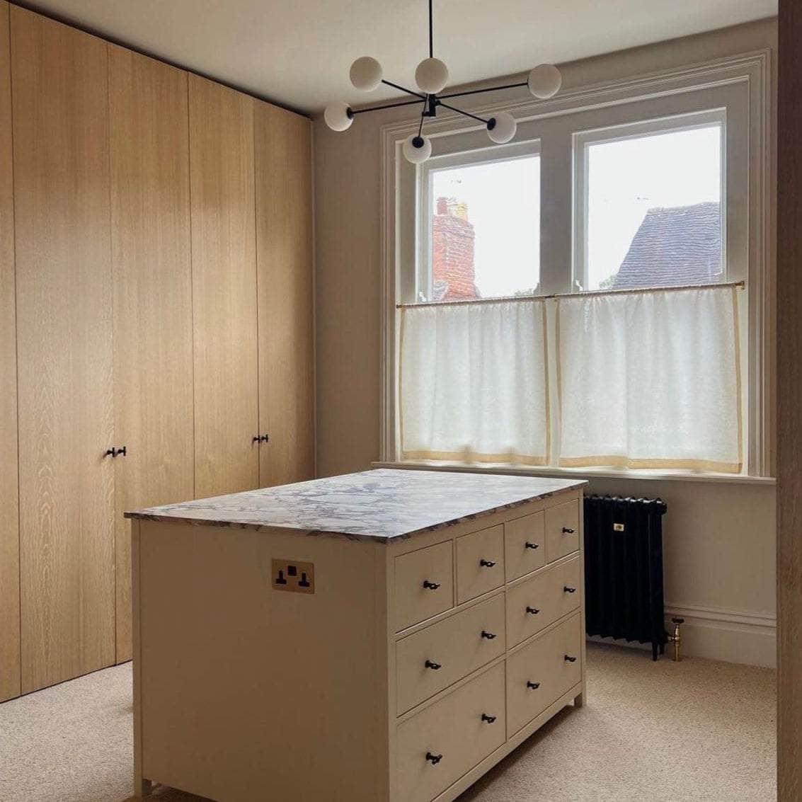 Cafe Curtain 35 - Pocket Top - Elderfield Vellum - Pole Width 45cm x Drop 55cm