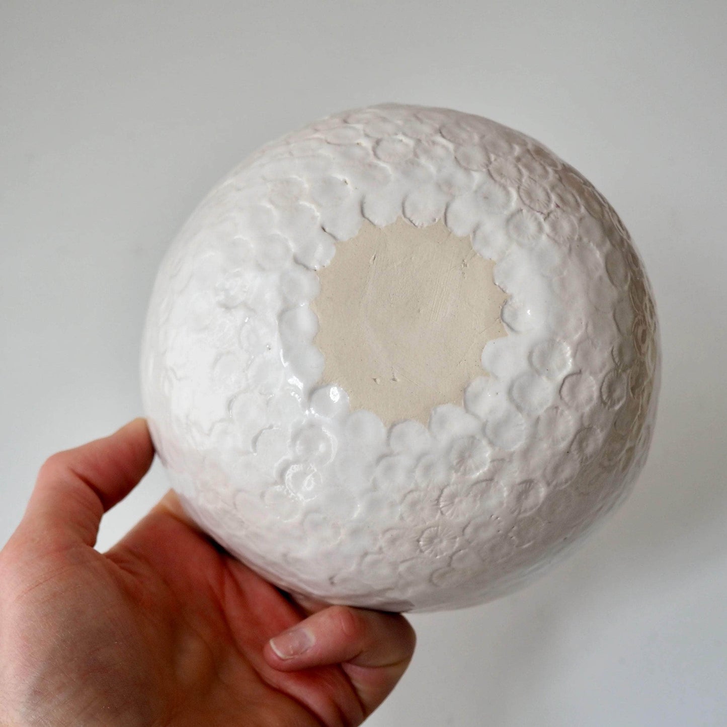 Handmade Pastel Pink and White Ceramic Bowl