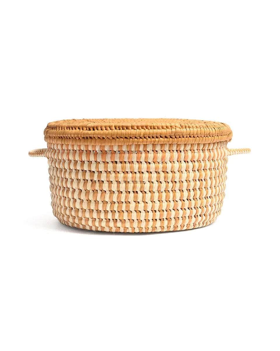 BAKULI: Orange Checked Lidded Storage Basket
