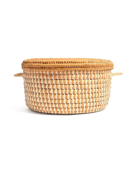 BAKULI: Orange Checked Lidded Storage Basket