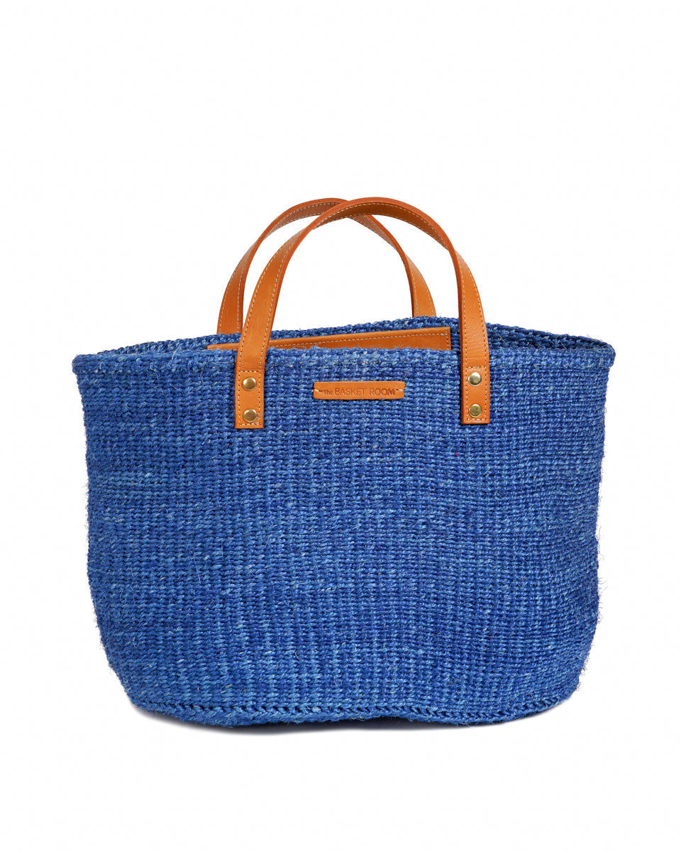 BANDARI: True Blue & Tan Leather Sisal Shopper