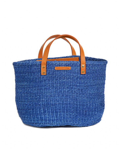 BANDARI: True Blue & Tan Leather Sisal Shopper