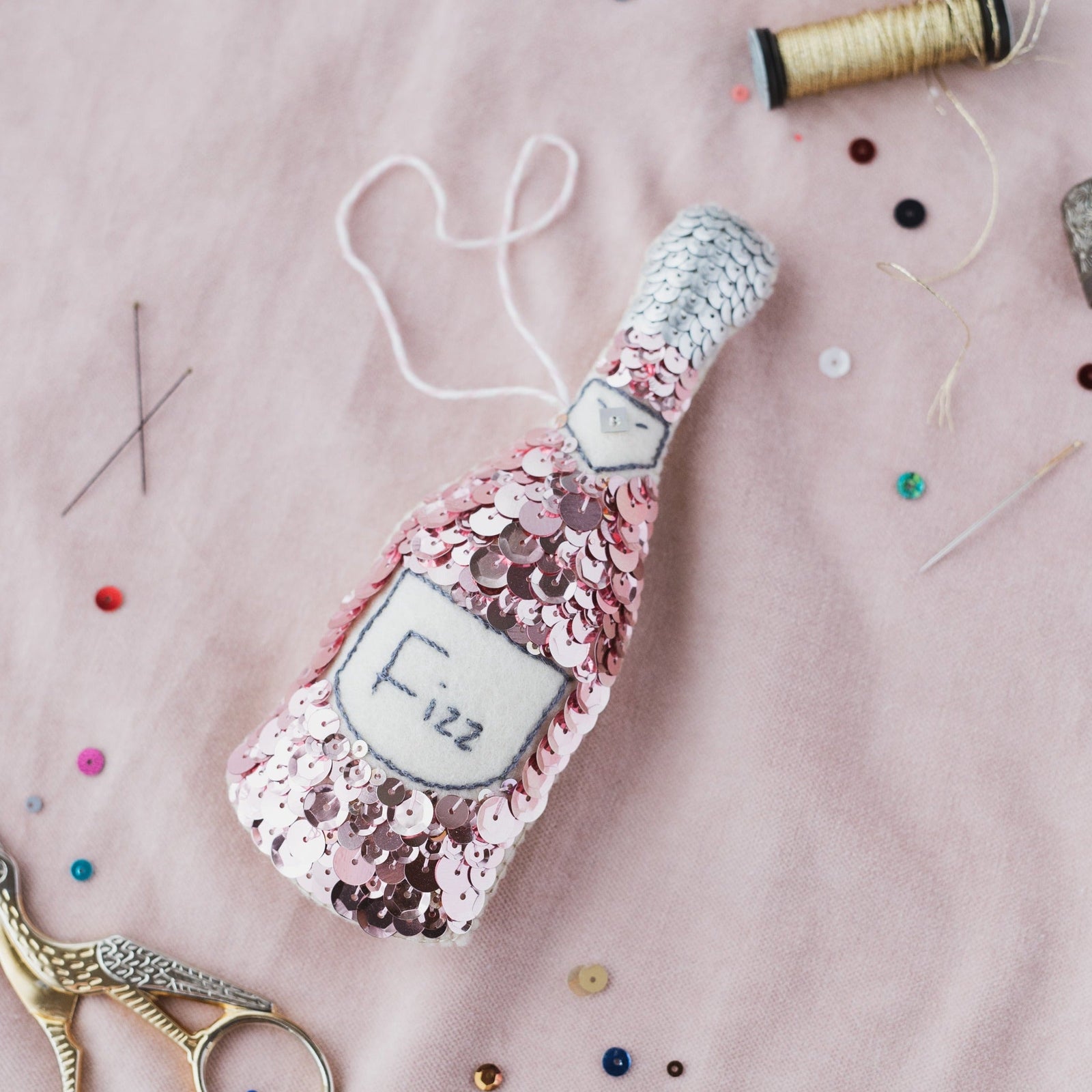 Rosé Champagne Sequin Ornament