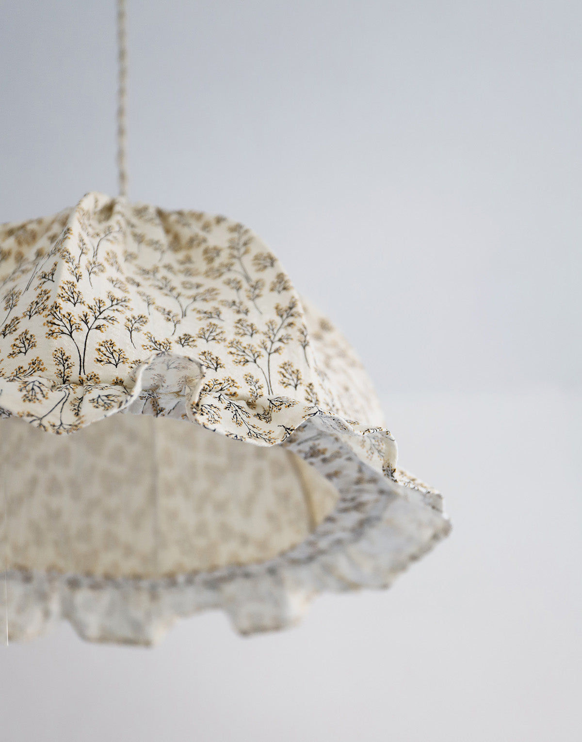 Rounded Dome Pendant Light with Ruffles Margaret Printed ‘Twig’