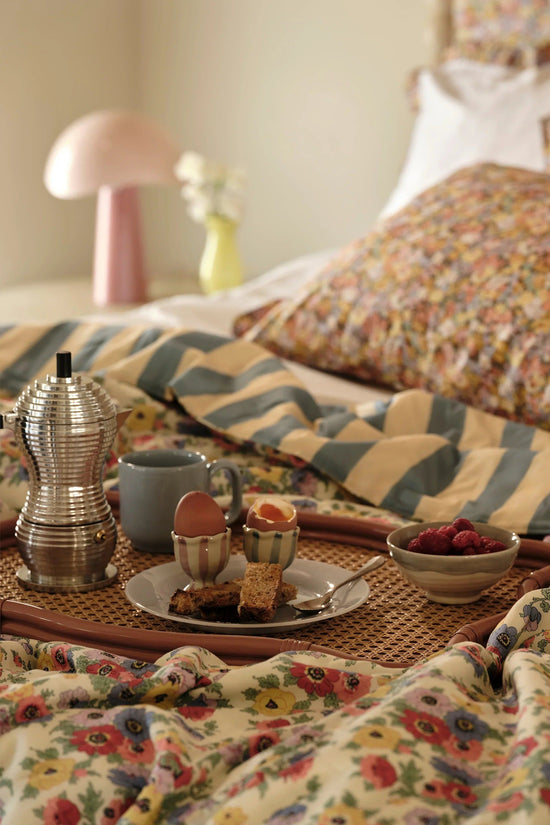 Frill Edge White Pillowcase made with Liberty Fabric THORPE YELLOW