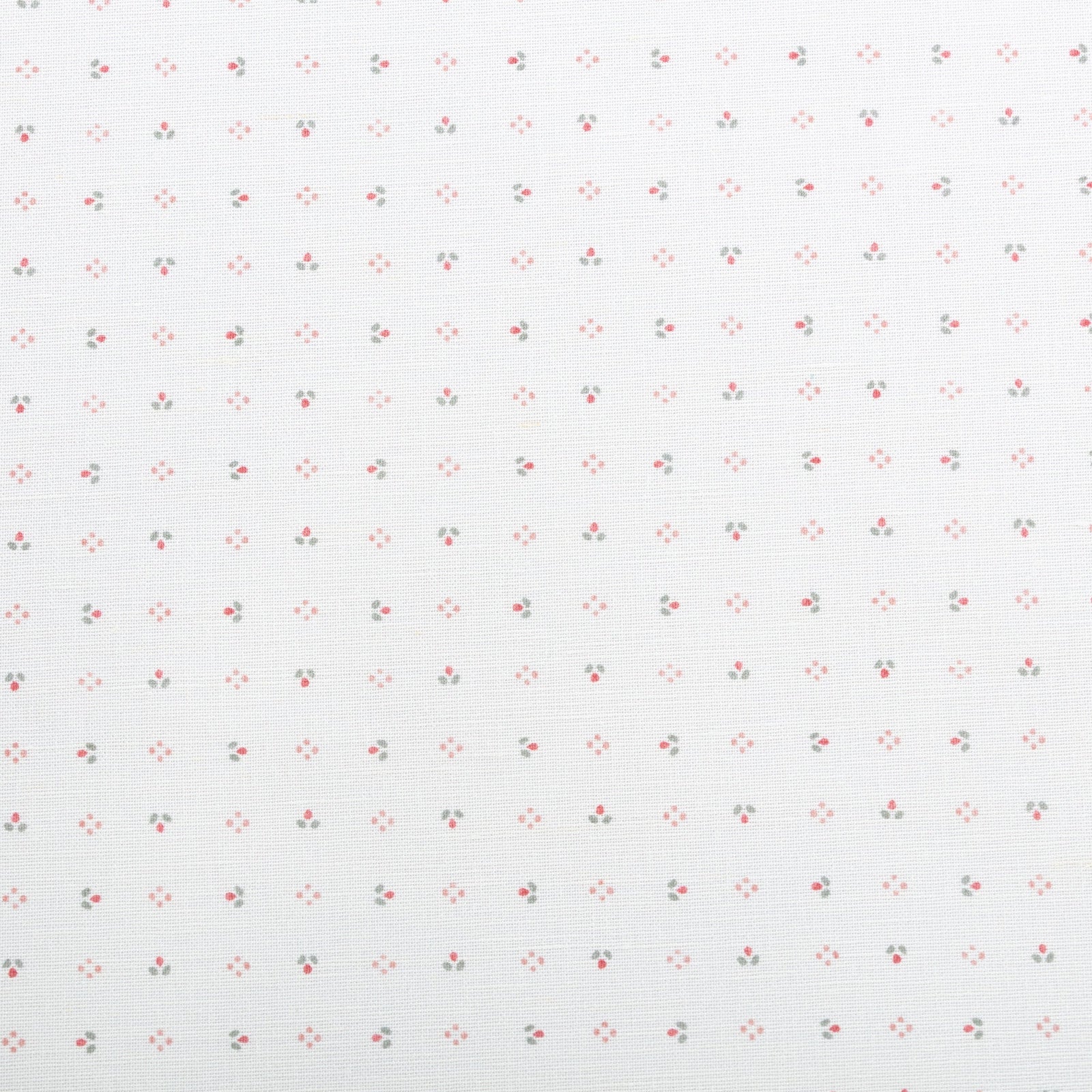Minni Fabric - Alpine Green and Soft Red on White