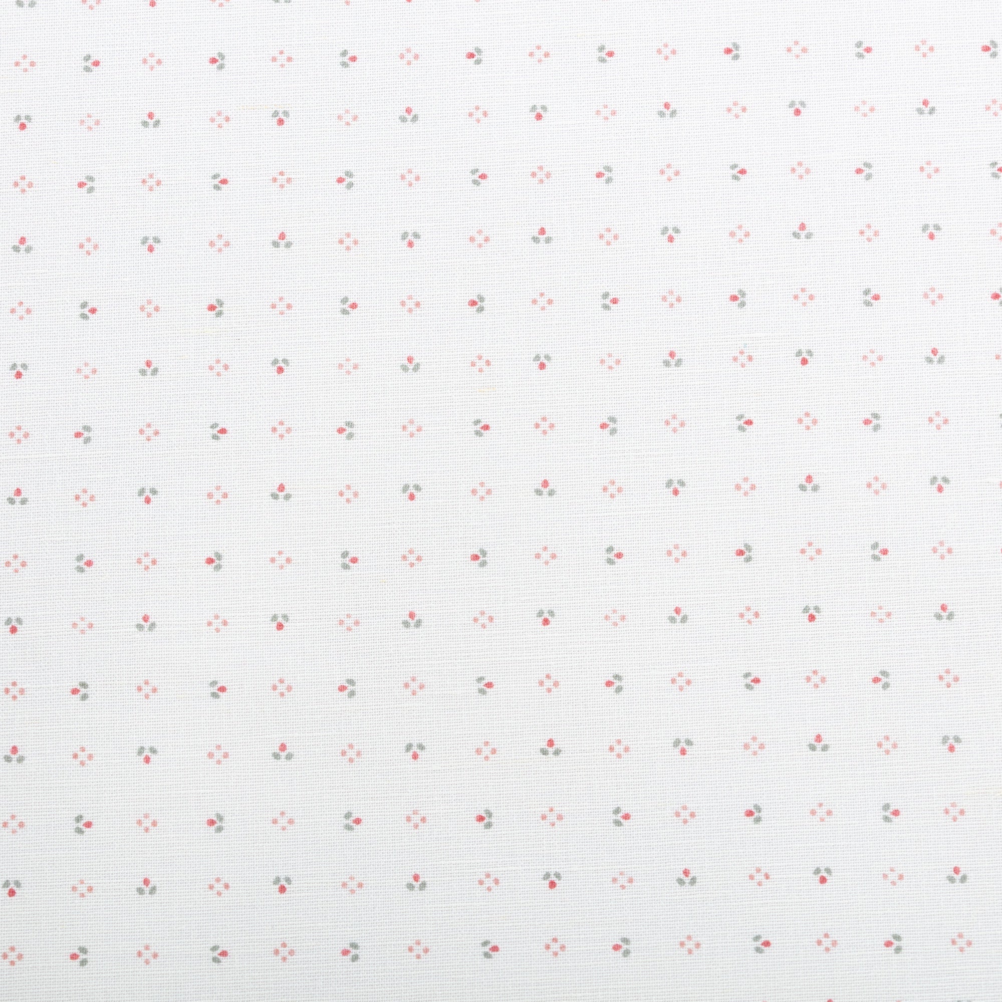 Minni Fabric - Alpine Green and Soft Red on White