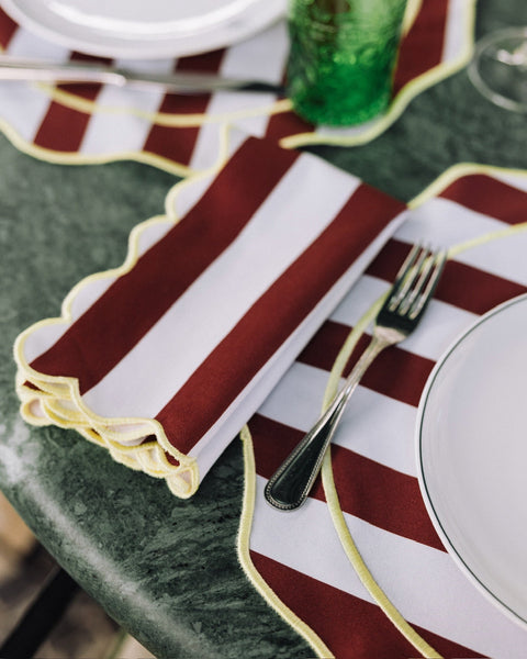 Ondulado Wavy Napkin, Blue Stripes With Bordeaux