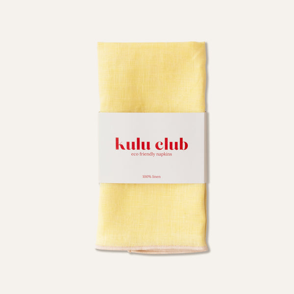 100% Linen Napkin Set Butter Yellow