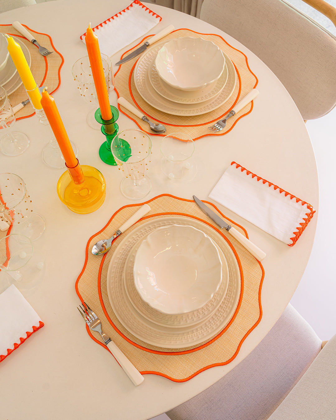 Raffia Placemat with Orange Border