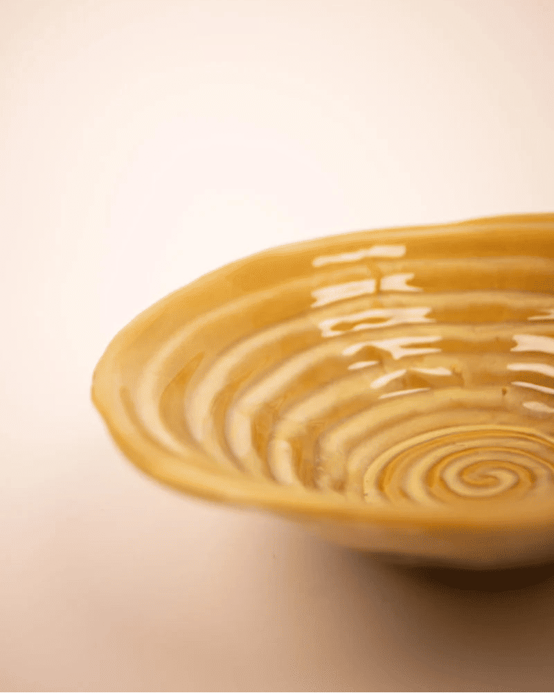 Primavera Mustard Yellow Stoneware Platter, Ø37 x H11 cm