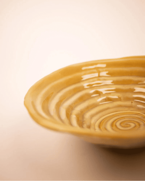 Primavera Mustard Yellow Stoneware Platter, Ø37 x H11 cm