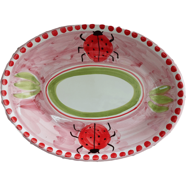 Oval Plate 30cm Pink Ladybird