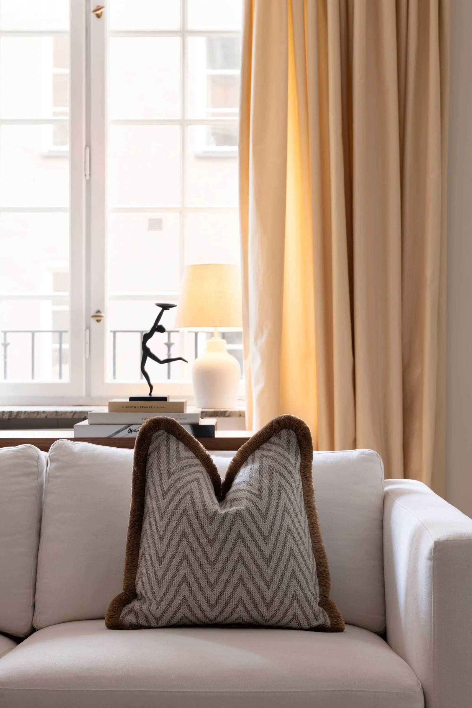 Pillow Cover - The Herringbone Elegance (Large Pattern) Pillow Cover - Beige & Light Grey Mix