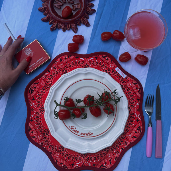 Set of 2 Two Sided Lily Paisley Placemats Red/Blue
