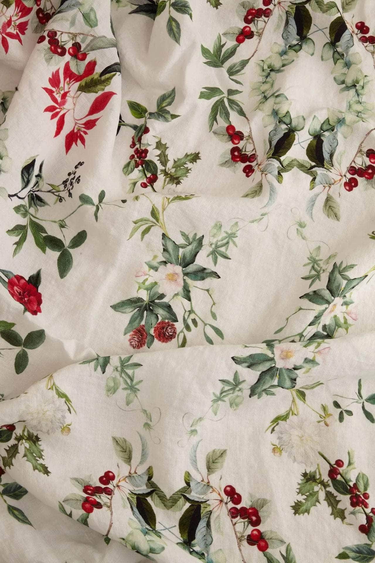 Winter Bloom Linen Tablecloth
