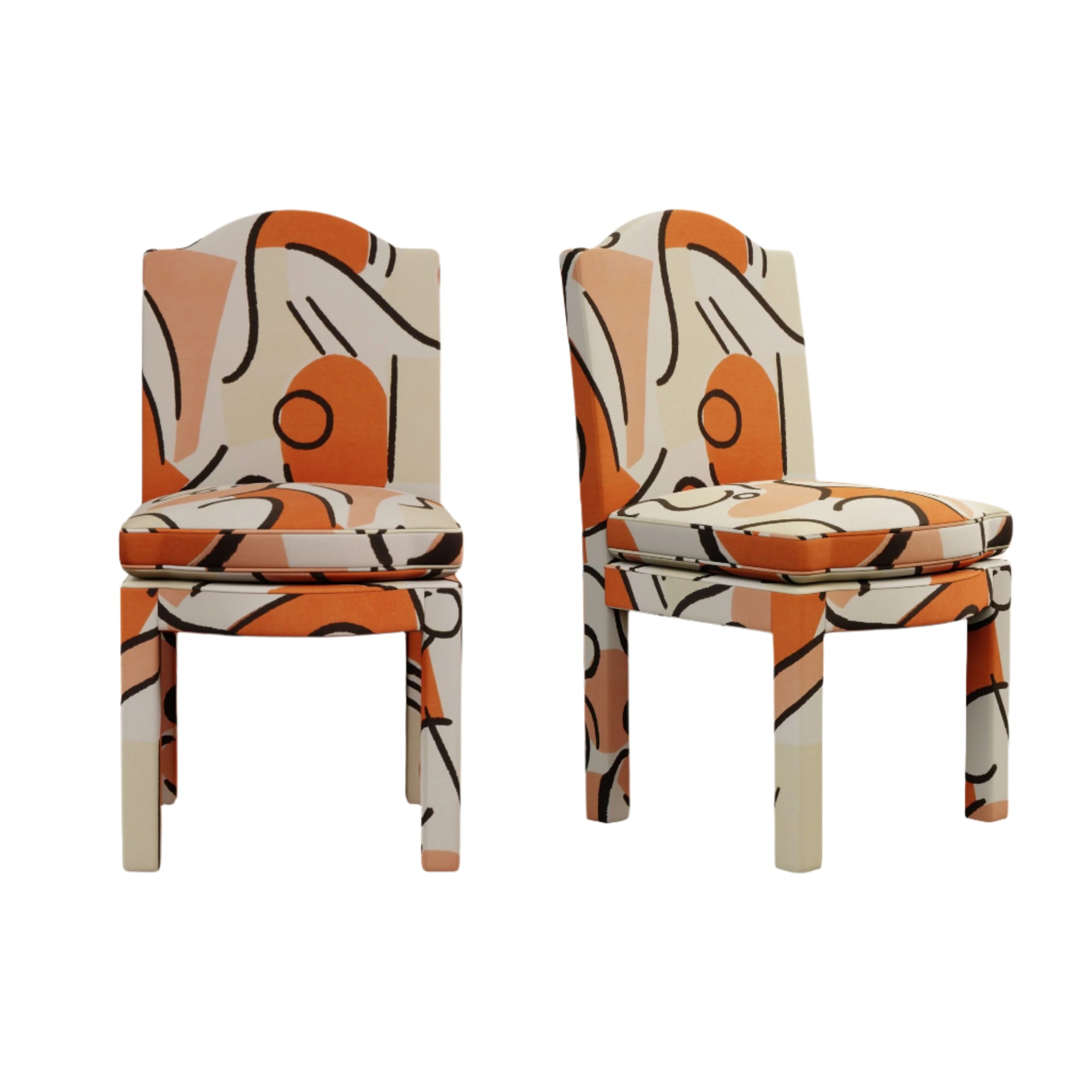 Pair of Leo Dining Chairs, Tangerine-