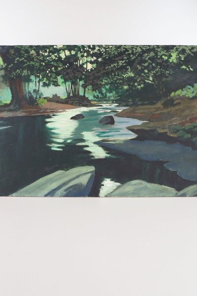 Vintage Landscape Oil on Board Painting
