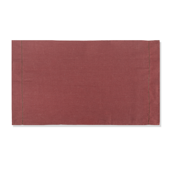 Personalised Marsala Hand Towel with Fern Green Hemstitch