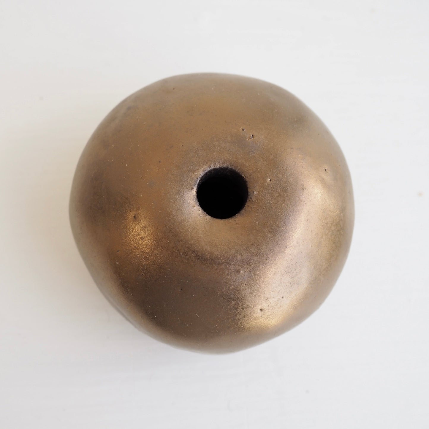 Handmade Ceramic Round Vases in White, Gold & Black