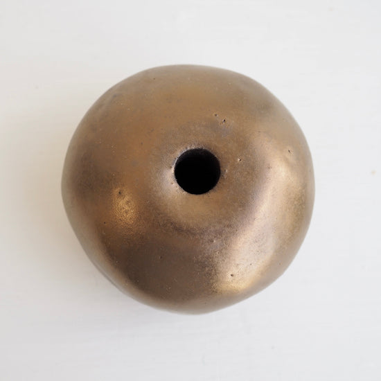 Handmade Ceramic Round Vases in White, Gold & Black