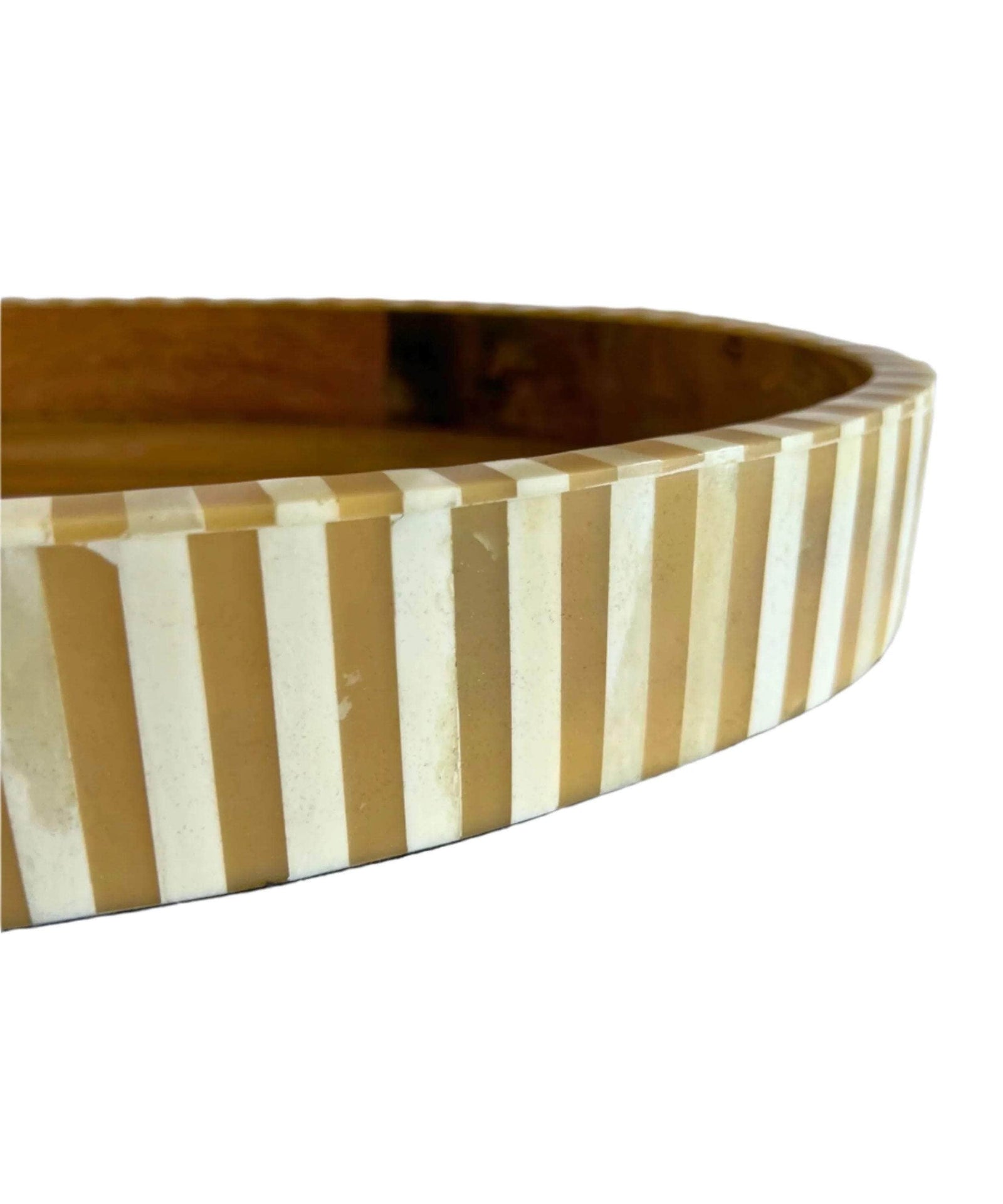Oval Inlay Tray | Large | Beige | Striped