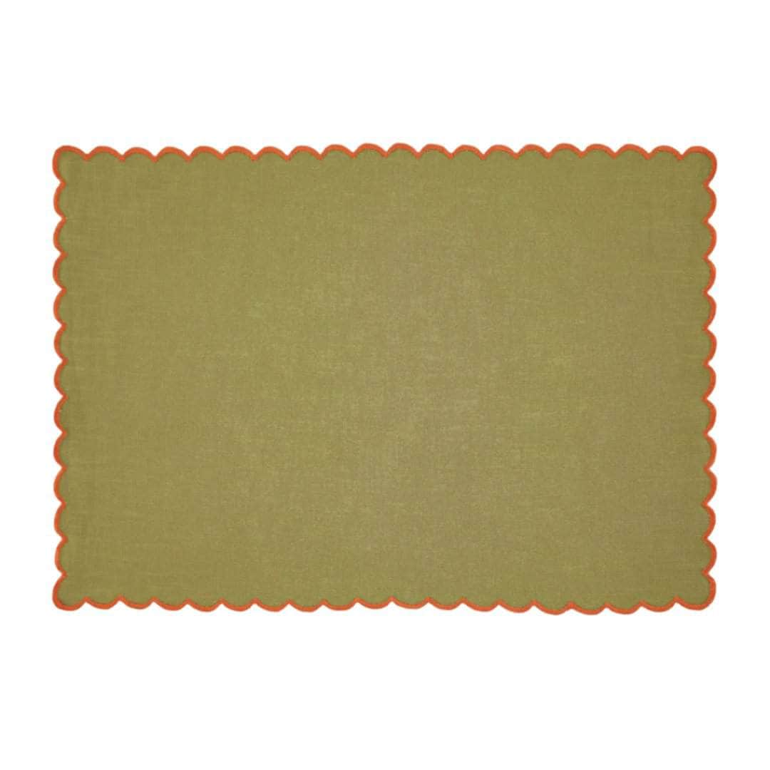 Aurora Placemat, Green with Orange