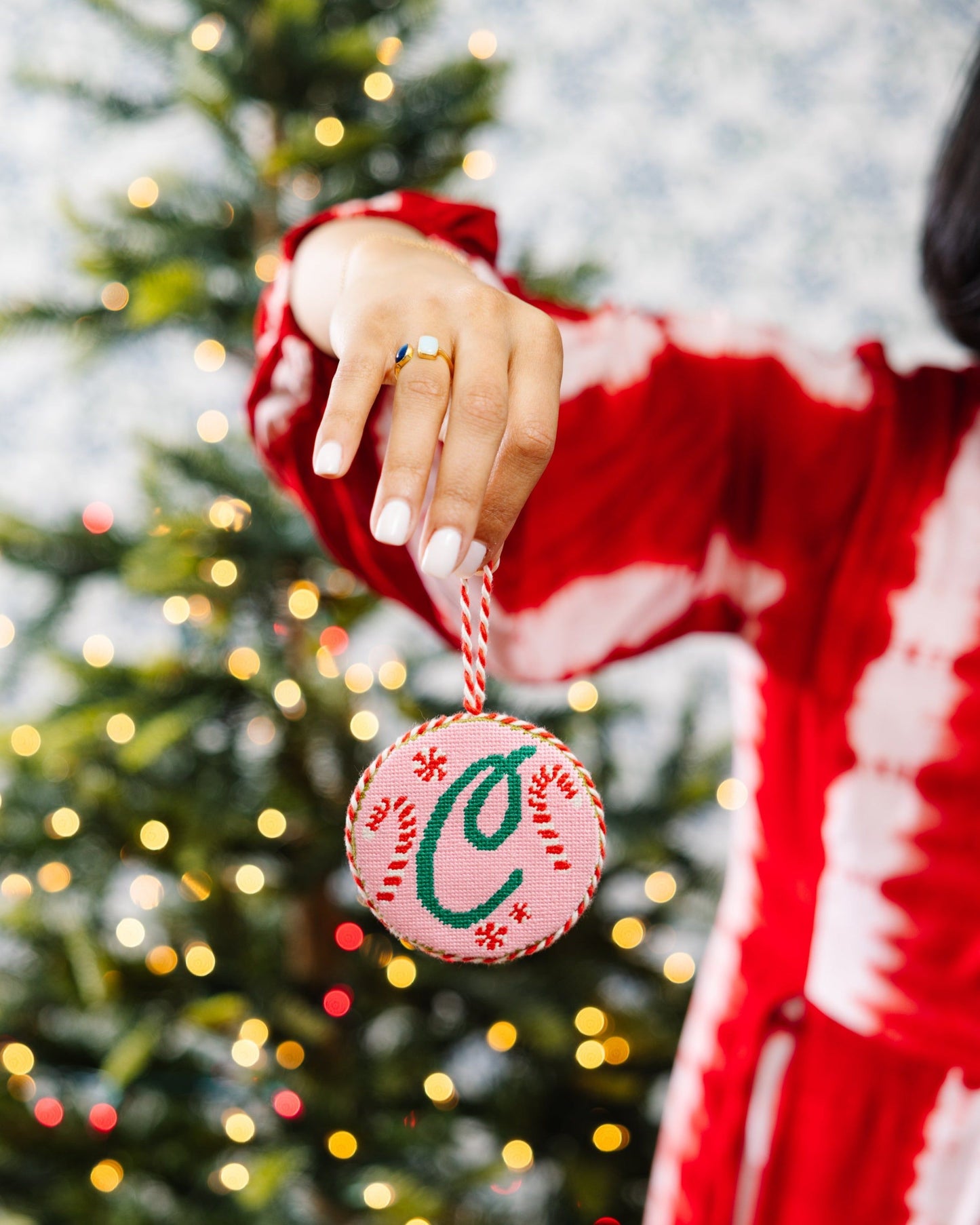 Needlepoint Monogram Ornament - C