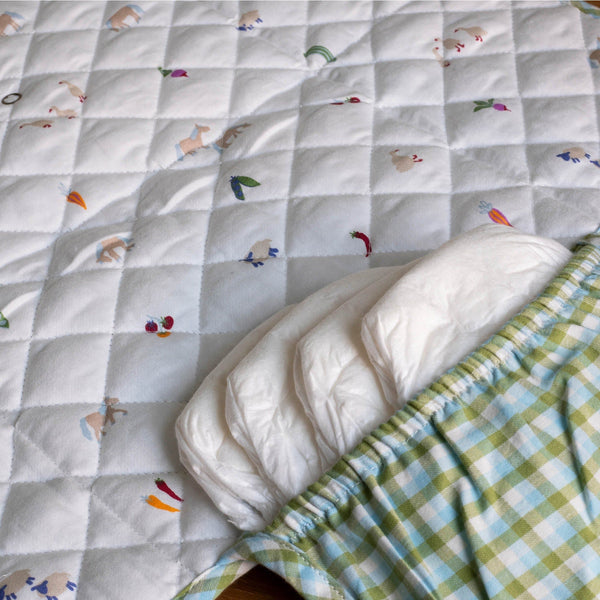 Cotton Travel Baby Changing Mat - Greenhouse Gingham