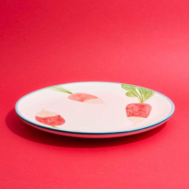Hand-painted Large Radish Dinner Plates (Set of 2)