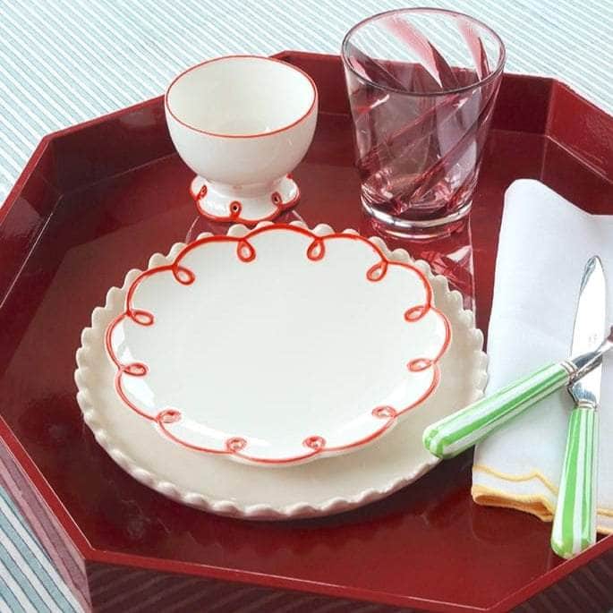 Rosy Red Scalloped Bowl | Set of 4