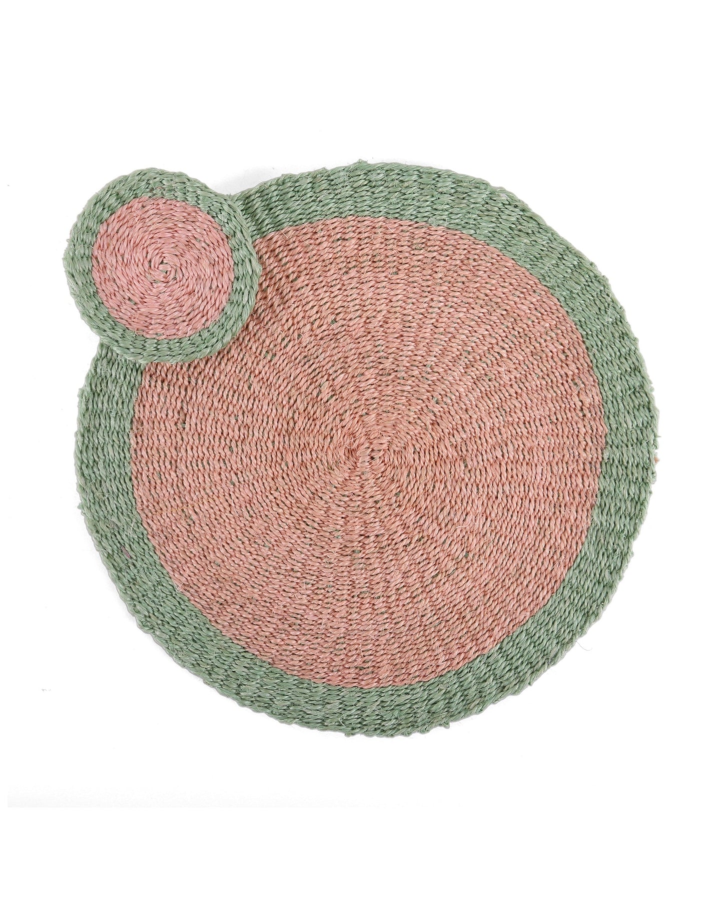 ZAMBARAU: Dusty Pink and Sapling Green Sisal Circular Placemat