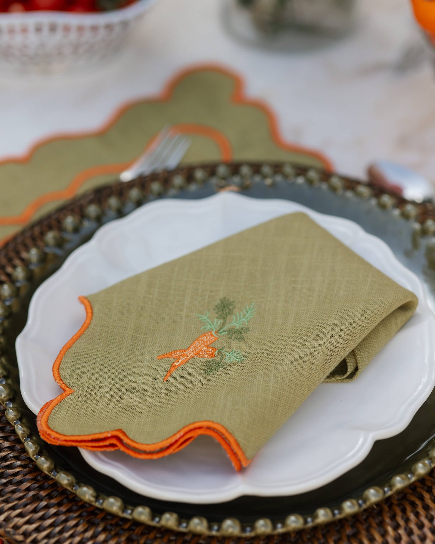 Wavy Napkin, Green with Carrot