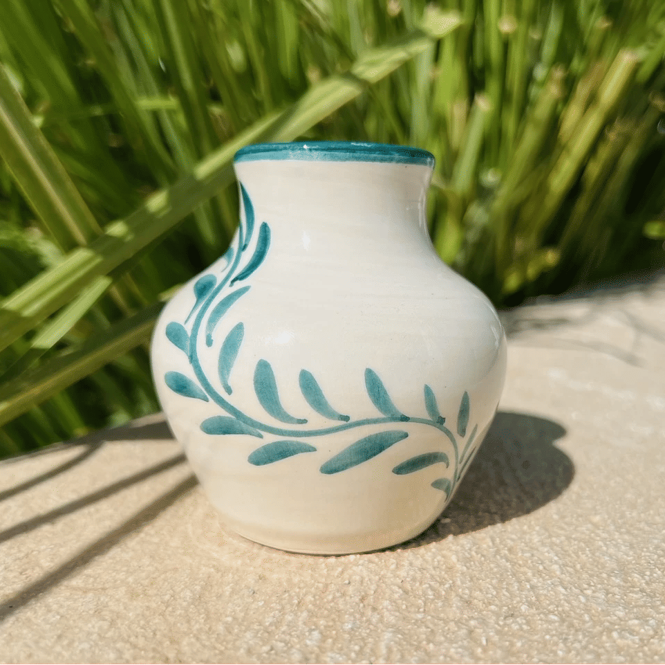Anthologist Ceramic Bud Short Neck Vase Blue Psari