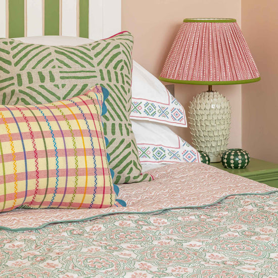 Ginny Gingham Pink Oblong Cushion