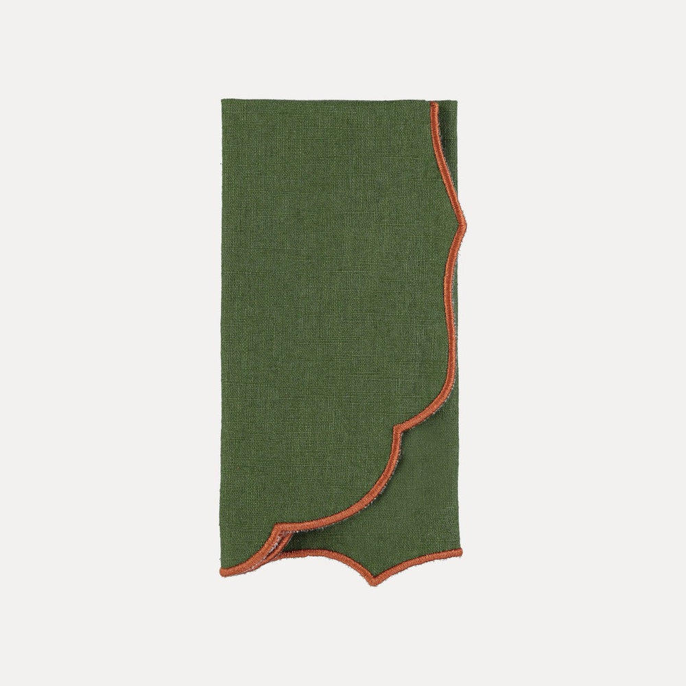 Belmonte Linen Napkin in Green and Terracotta