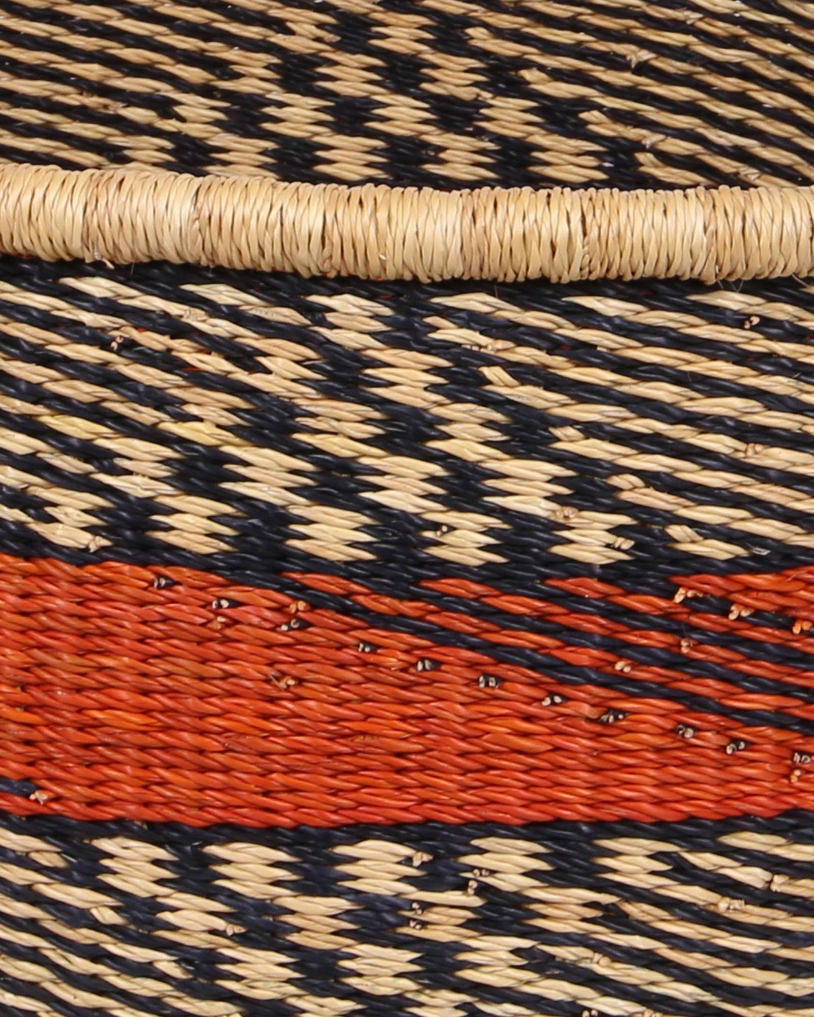 OESE: Small Black and Burnt Orange Floor Storage Basket with Handles