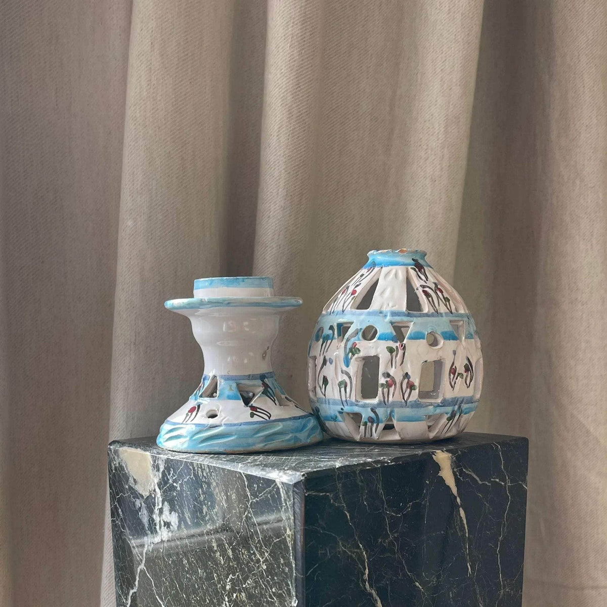 Blue and White Decorative Dome Tea Light Holder