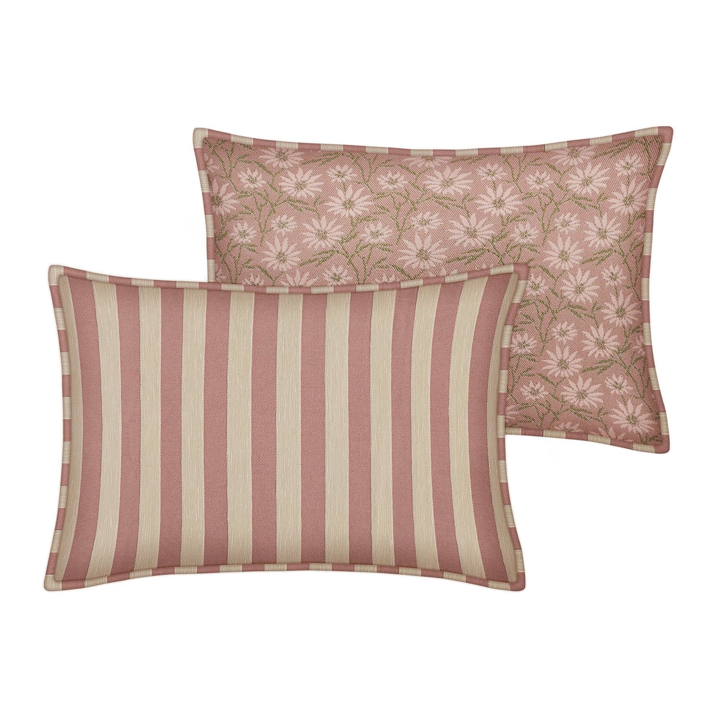 Double Sided Cushion Jackie Rose & Ecru x Mako Rose & Olive
