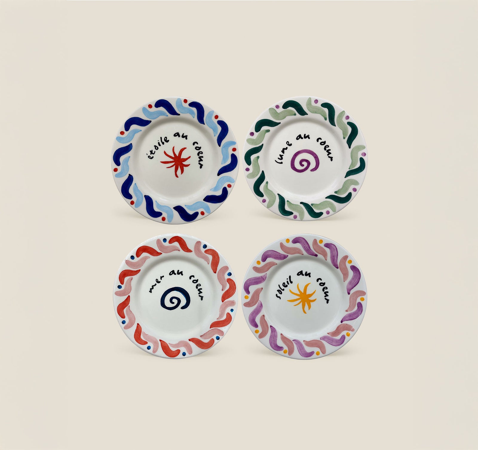 Set of 4 Cala Secreta Dessert Plates