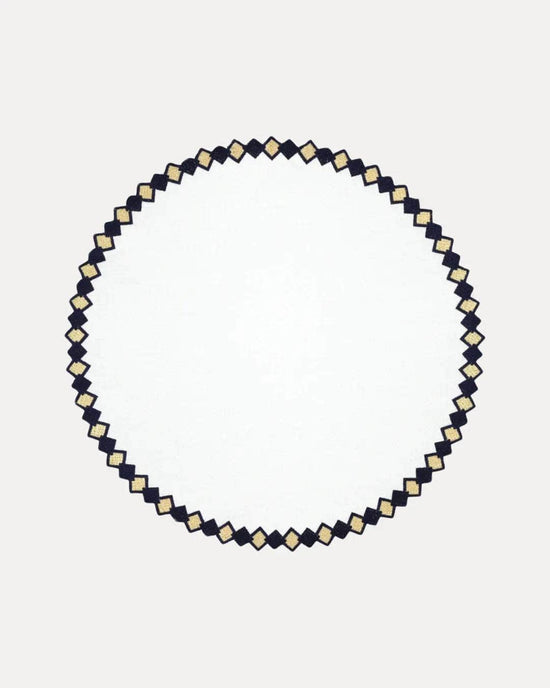 Fado Placemat, White with Dark Blue and Gold