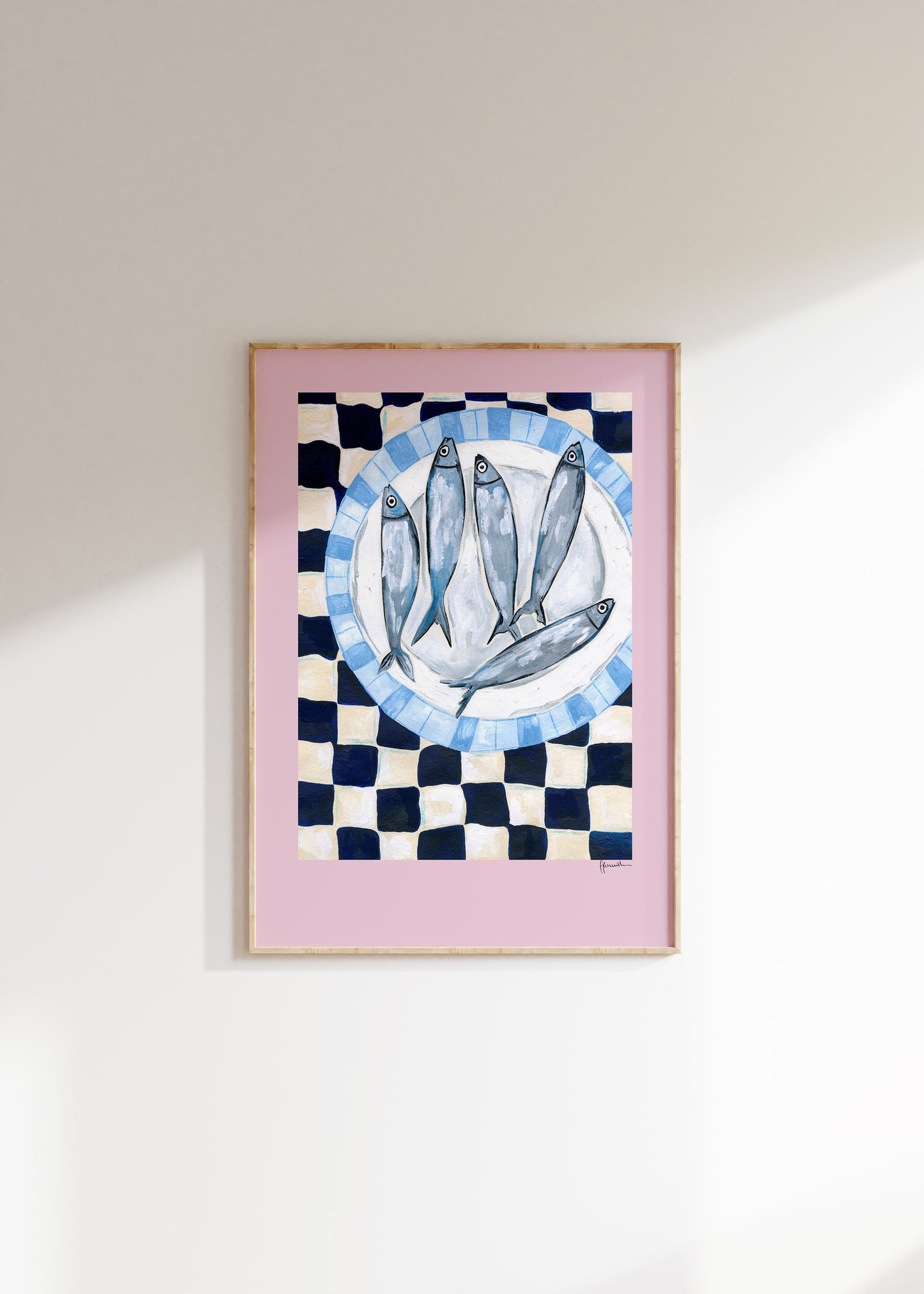 Sardines on Checkerboard Print