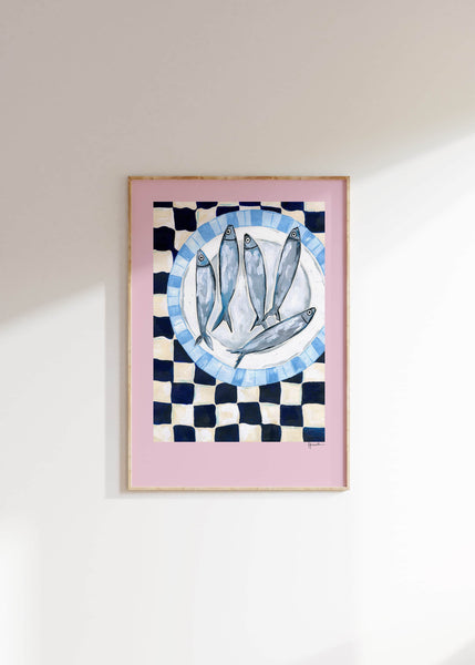 Sardines on Checkerboard Print