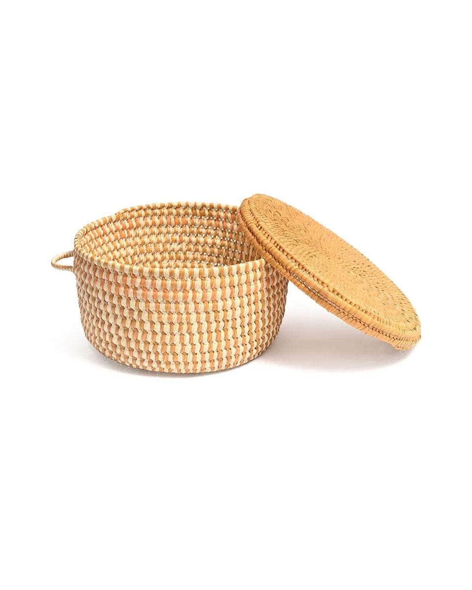 BAKULI: Orange Checked Lidded Storage Basket
