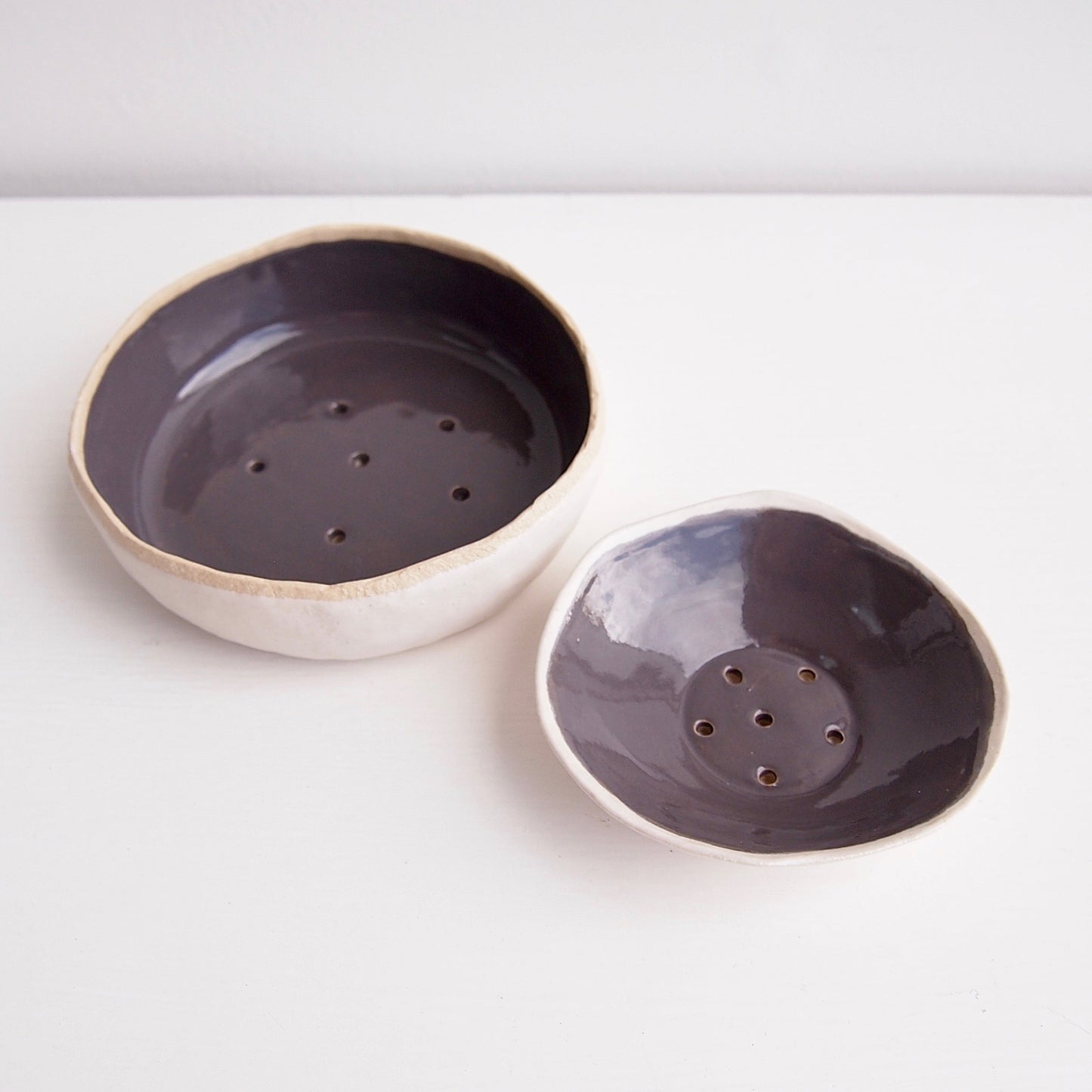Handmade Grey and White Ceramic Soap Dish