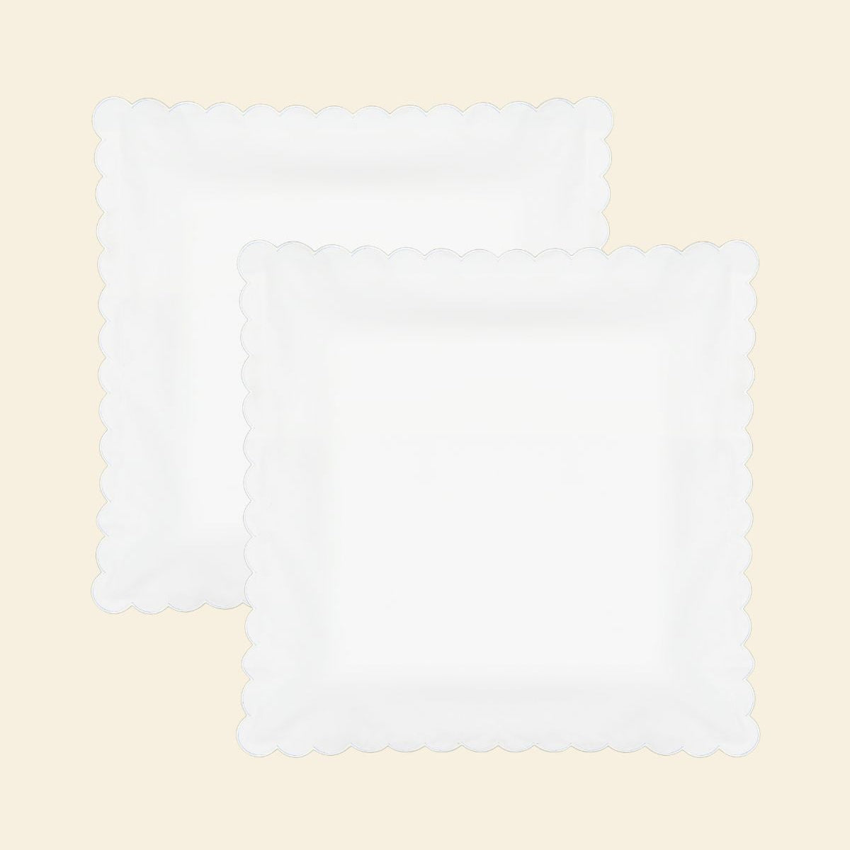 The Scalloped Pillowcases in White Cotton Percale (Set of 2)