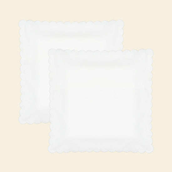 The Scalloped Pillowcases in White Cotton Percale (Set of 2)